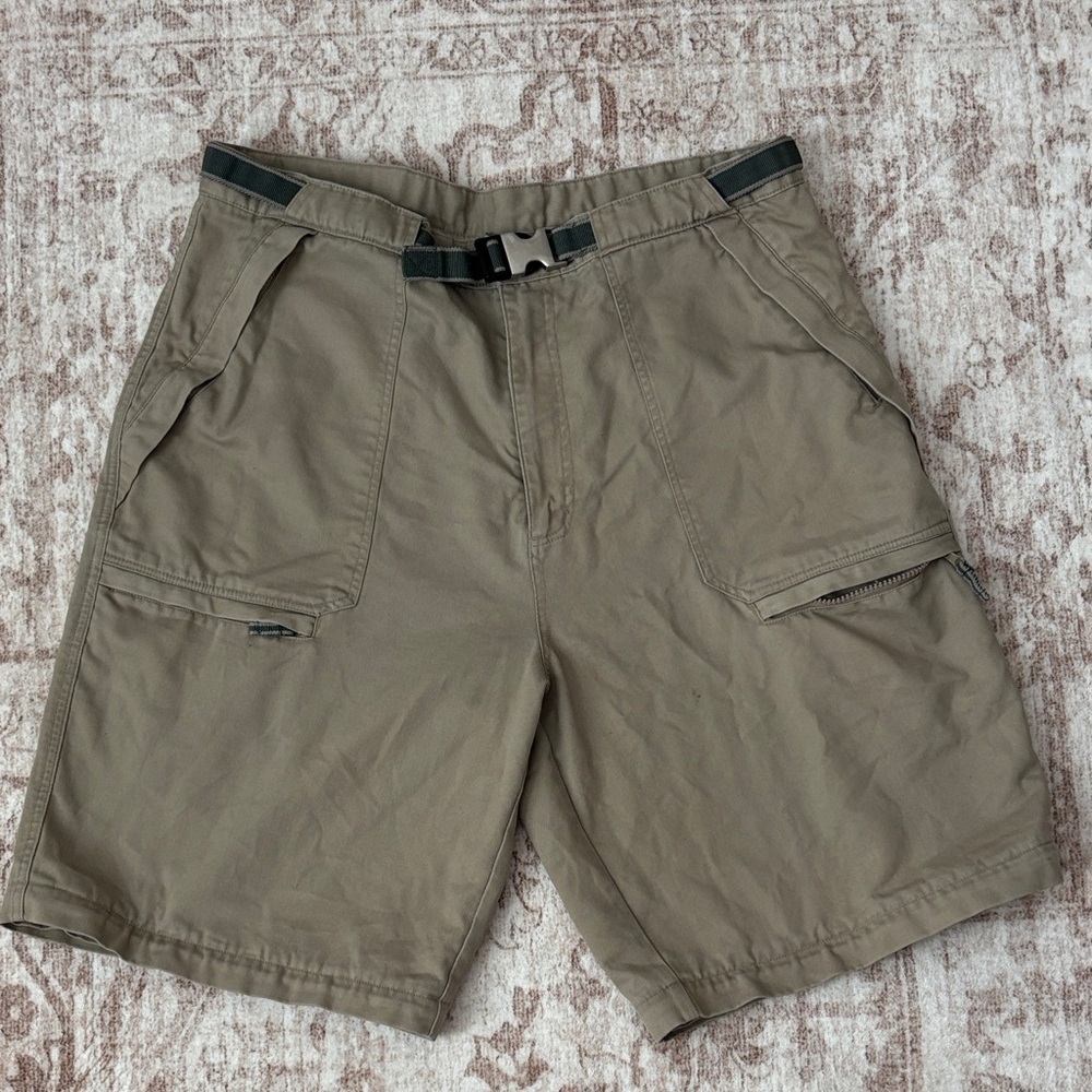 Men's Tan Cargo Shorts with Adjustable Belt
